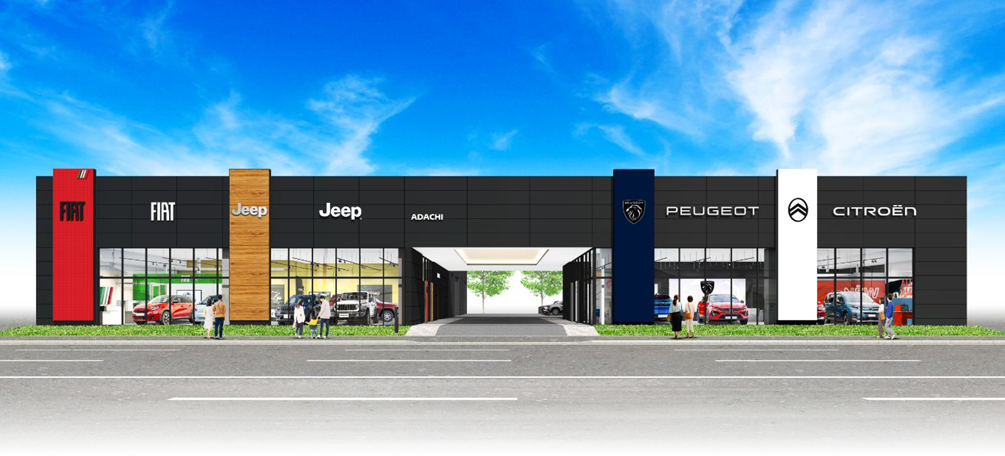 Jeep、FIAT、PEUGEOT、CITROËNの新店舗外観イメージ
